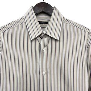 Luigi Borrelli Men's Size 16/41 French Cuff L/S Dress Shirt Beige Striped Italy
